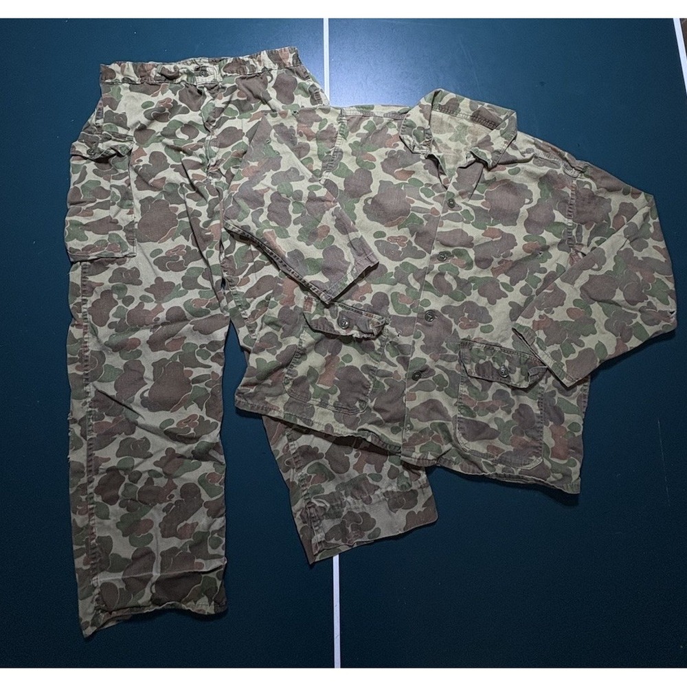 Vintage 1940s–50s Frog Skin Camo Hunting Jacket & Pants Set Prentice Zipper Rare